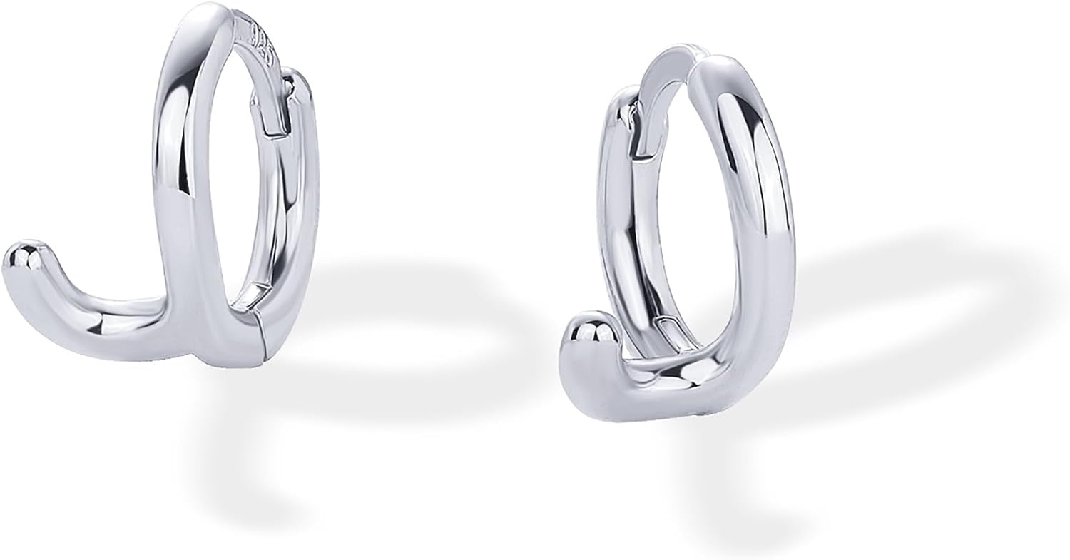 image:imagePAVOI 14K Gold Plated 925 Sterling Silver Posts Dainty Initial Huggie Earrings for Women Gold Huggie Hoop Small Initial Jewelry Trendy Alphabet Letter Earrings J