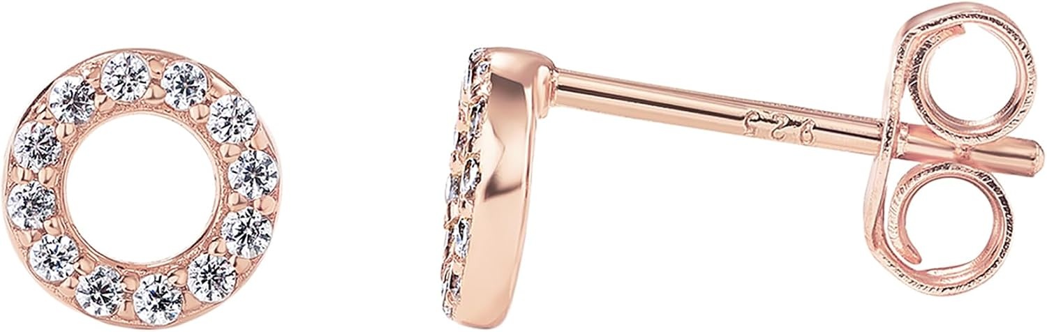 image:imagePAVOI 14K Gold Plated 925 Sterling Silver Stud Earrings for Women Dainty Geometrical Bar Triangle Heart Earrings Valentines Day Trendy JewelryRose Gold