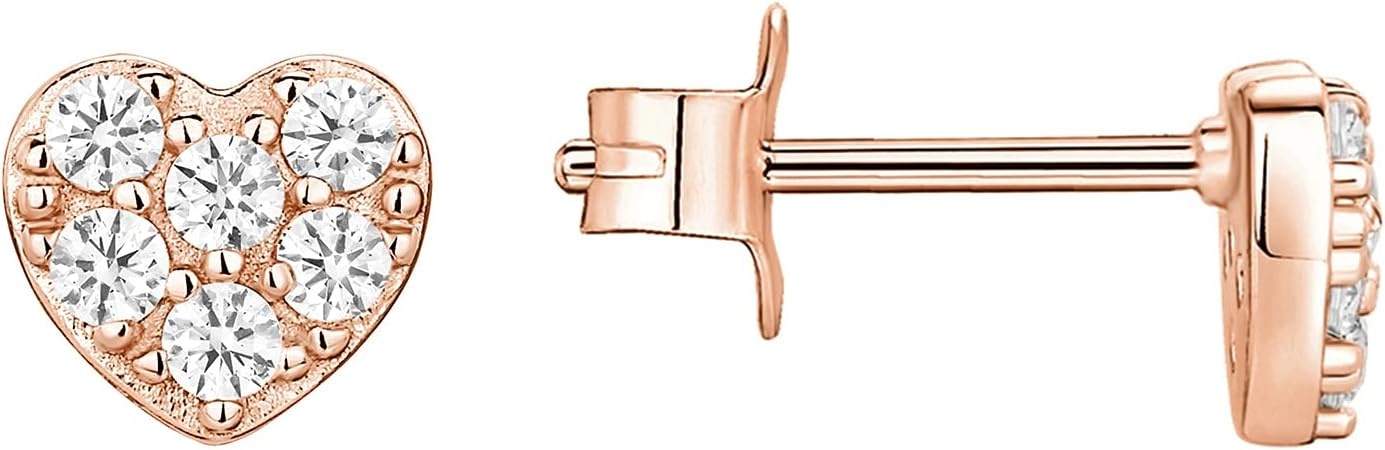 image:imagePAVOI 14K Gold Plated 925 Sterling Silver Stud Earrings for Women Dainty Geometrical Bar Triangle Heart Earrings Valentines Day Trendy JewelryRose Gold