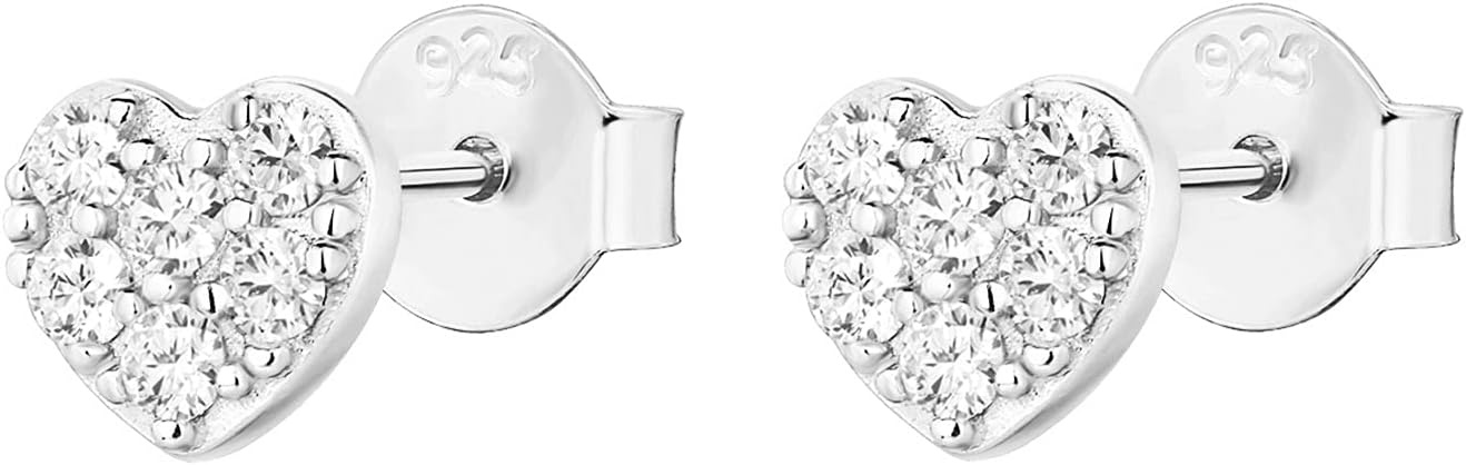 image:imagePAVOI 14K Gold Plated 925 Sterling Silver Stud Earrings for Women Dainty Geometrical Bar Triangle Heart Earrings Valentines Day Trendy JewelryWhite Gold