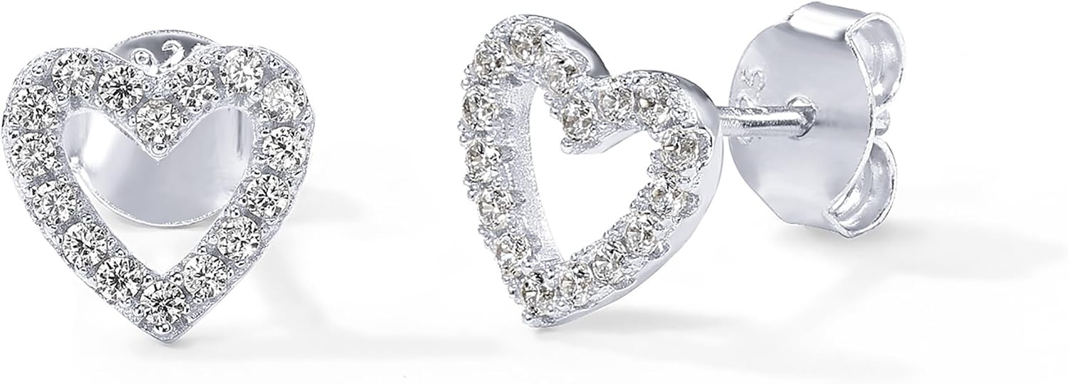 image:imagePAVOI 14K Gold Plated 925 Sterling Silver Stud Earrings for Women Dainty Geometrical Bar Triangle Heart Earrings Valentines Day Trendy JewelryWhite Gold