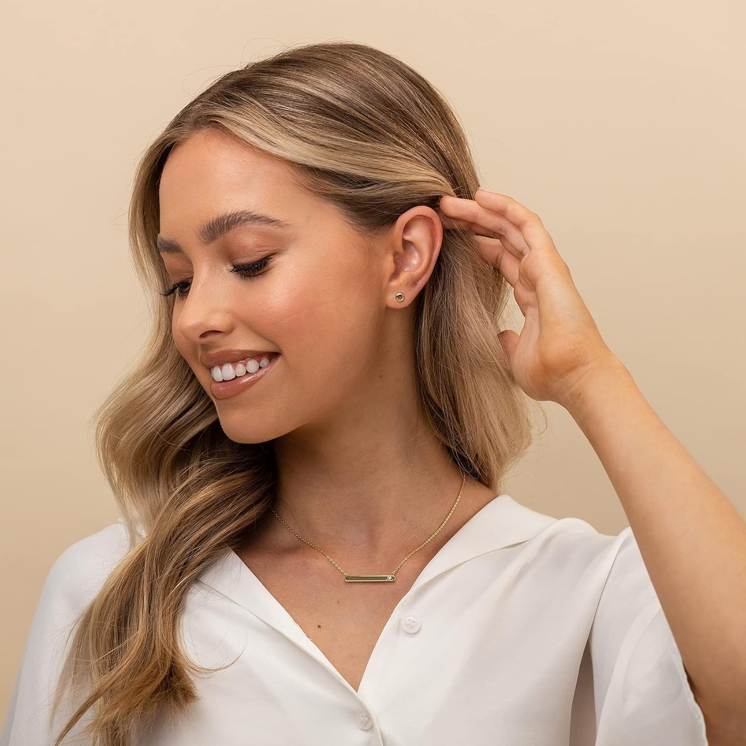 image:imagePAVOI 14K Gold Plated 925 Sterling Silver Tiny Stud Earrings for Women Dainty Circle Triangle Bar Earrings Hypoallergenic Minimalist Geometric Jewelry Small Gold Studs for WomenVermeil Yellow