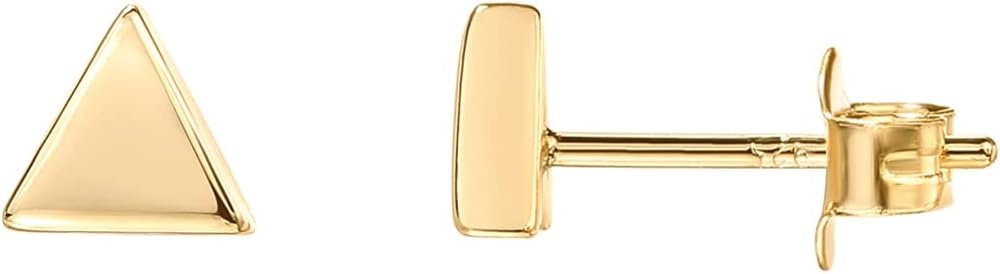 image:imagePAVOI 14K Gold Plated 925 Sterling Silver Tiny Stud Earrings for Women Dainty Circle Triangle Bar Earrings Hypoallergenic Minimalist Geometric Jewelry Small Gold Studs for WomenYellow Gold