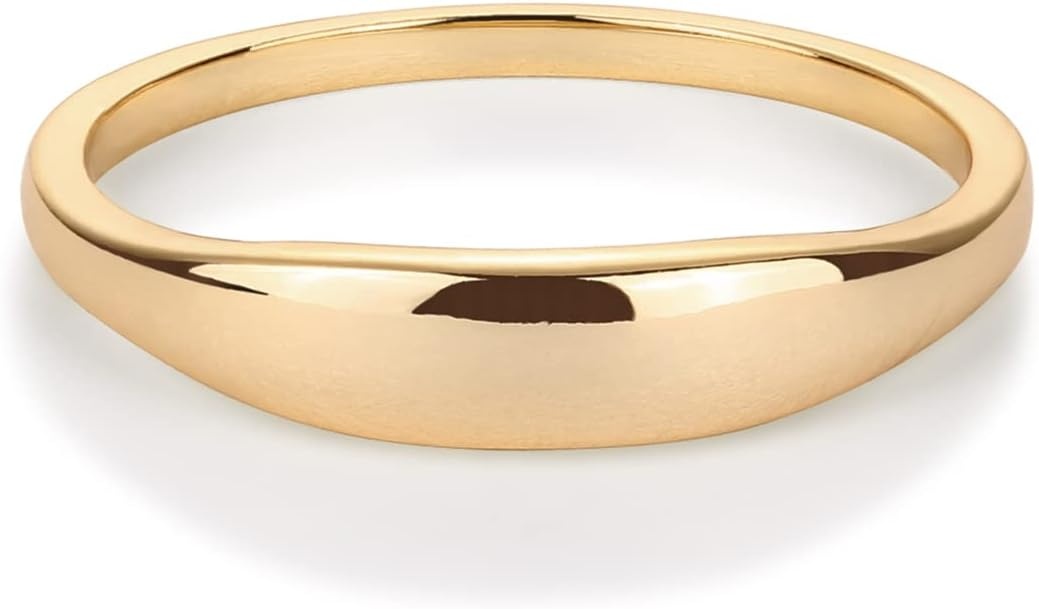 image:imagePAVOI 14K Gold Plated Chunky Signet Ring for Women Womens Stackable BandsYellow Gold