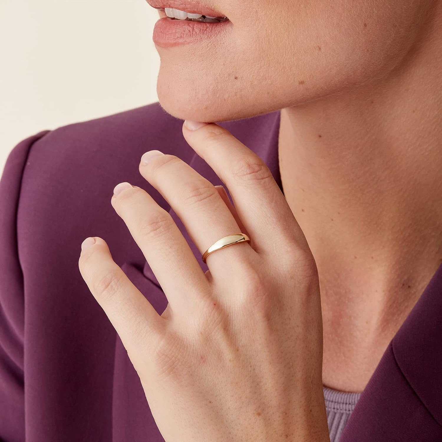 image:imagePAVOI 14K Gold Plated Chunky Signet Ring for Women Womens Stackable BandsYellow Gold