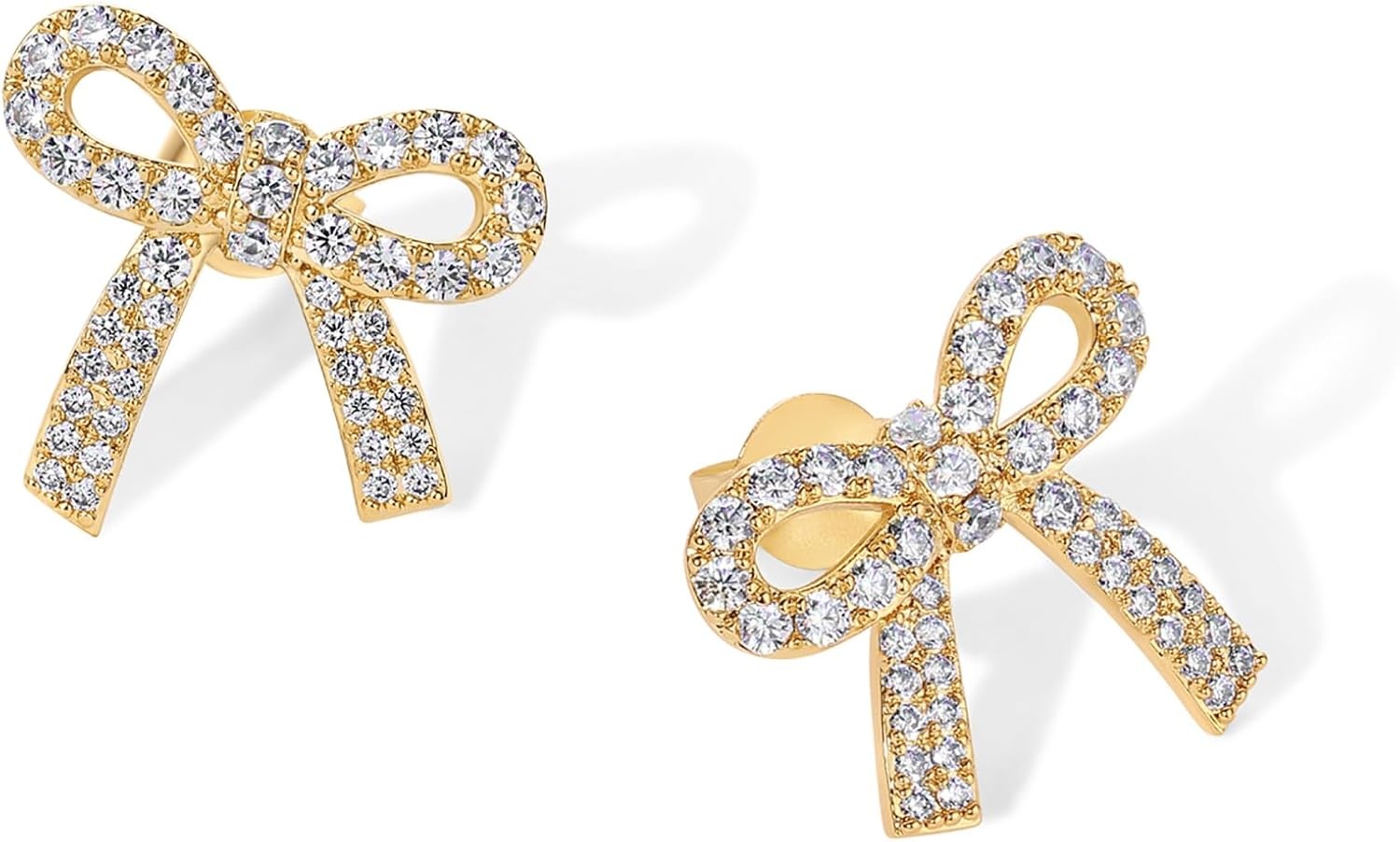 image:imagePAVOI 14K Gold Plated Cubic Zirconia Bow Stud Earrings for Women Coquette Earring PairCubic Zirconia