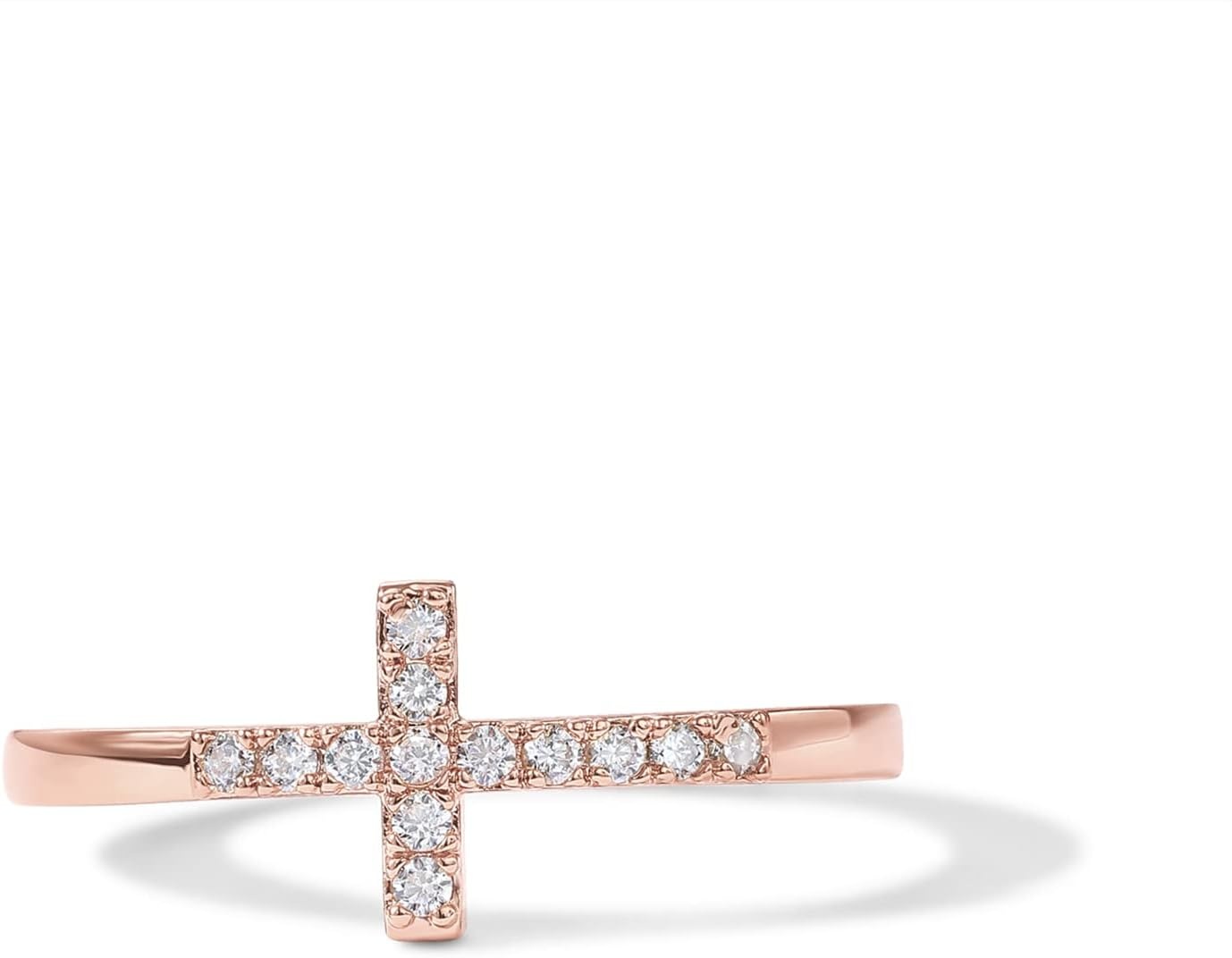 image:imagePAVOI 14K Gold Plated Cubic Zirconia Cross Ring for Women Eternity Promise Ring for Her Infinity Religious Wedding BandRose Gold