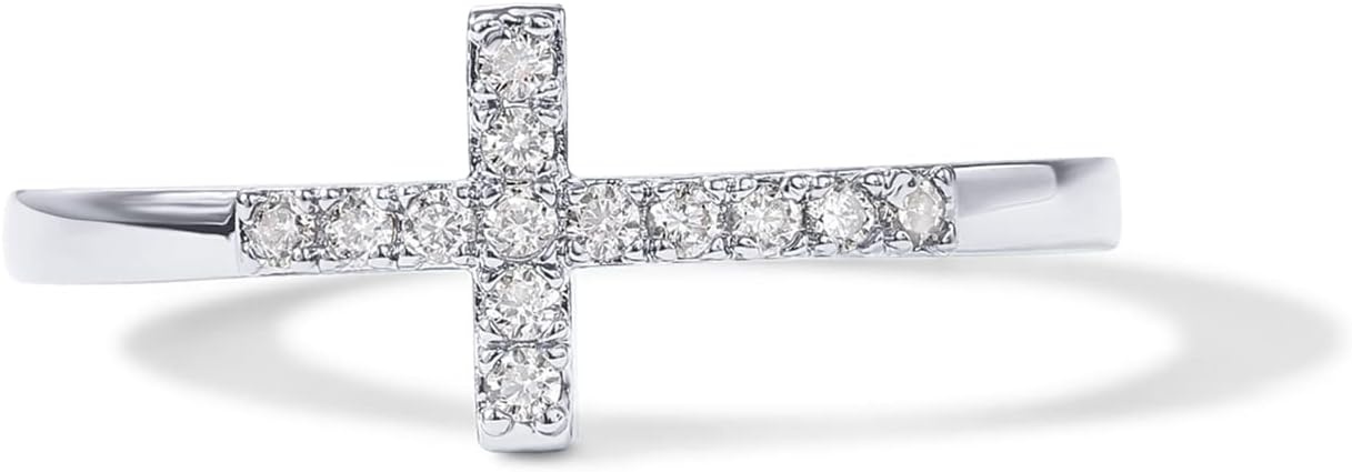 image:imagePAVOI 14K Gold Plated Cubic Zirconia Cross Ring for Women Eternity Promise Ring for Her Infinity Religious Wedding BandWhite Gold