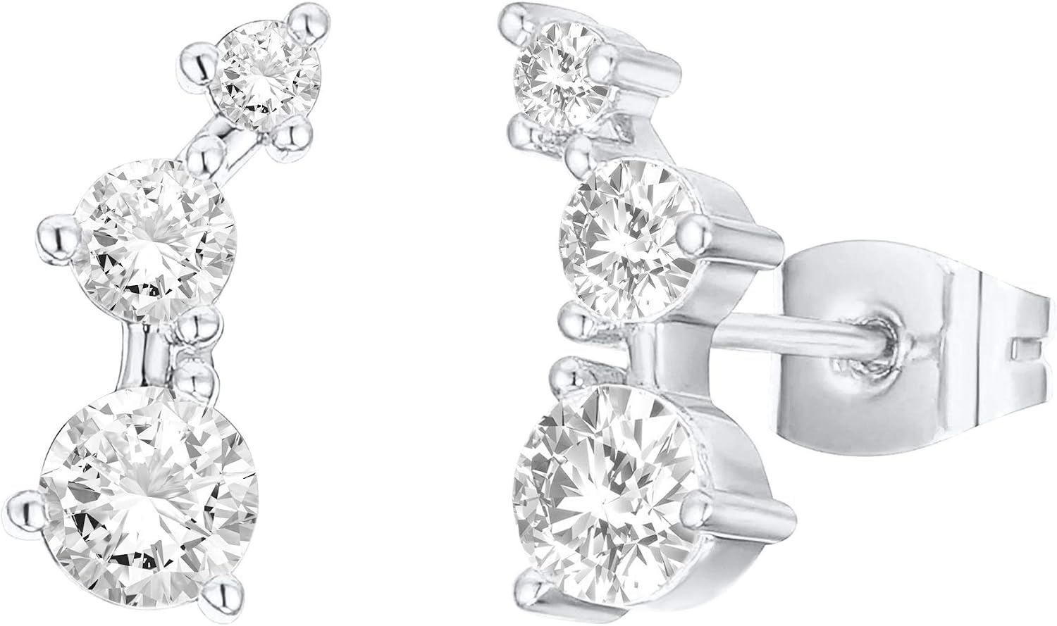 image:imagePAVOI 14K Gold Plated Cubic Zirconia Ear Crawler Earrings Faux Diamond Ear Climber Fashion Earrings for WomenWhite Gold