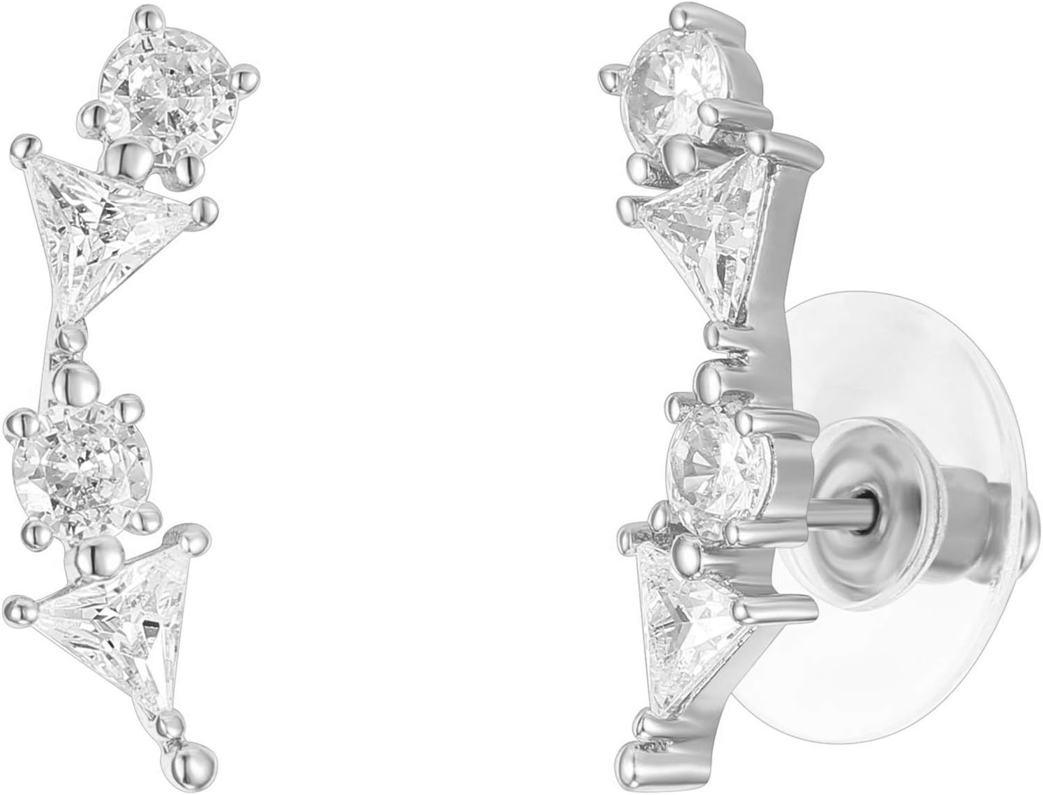 image:imagePAVOI 14K Gold Plated Cubic Zirconia Ear Crawler Earrings Faux Diamond Ear Climber Fashion Earrings for WomenWhite Gold