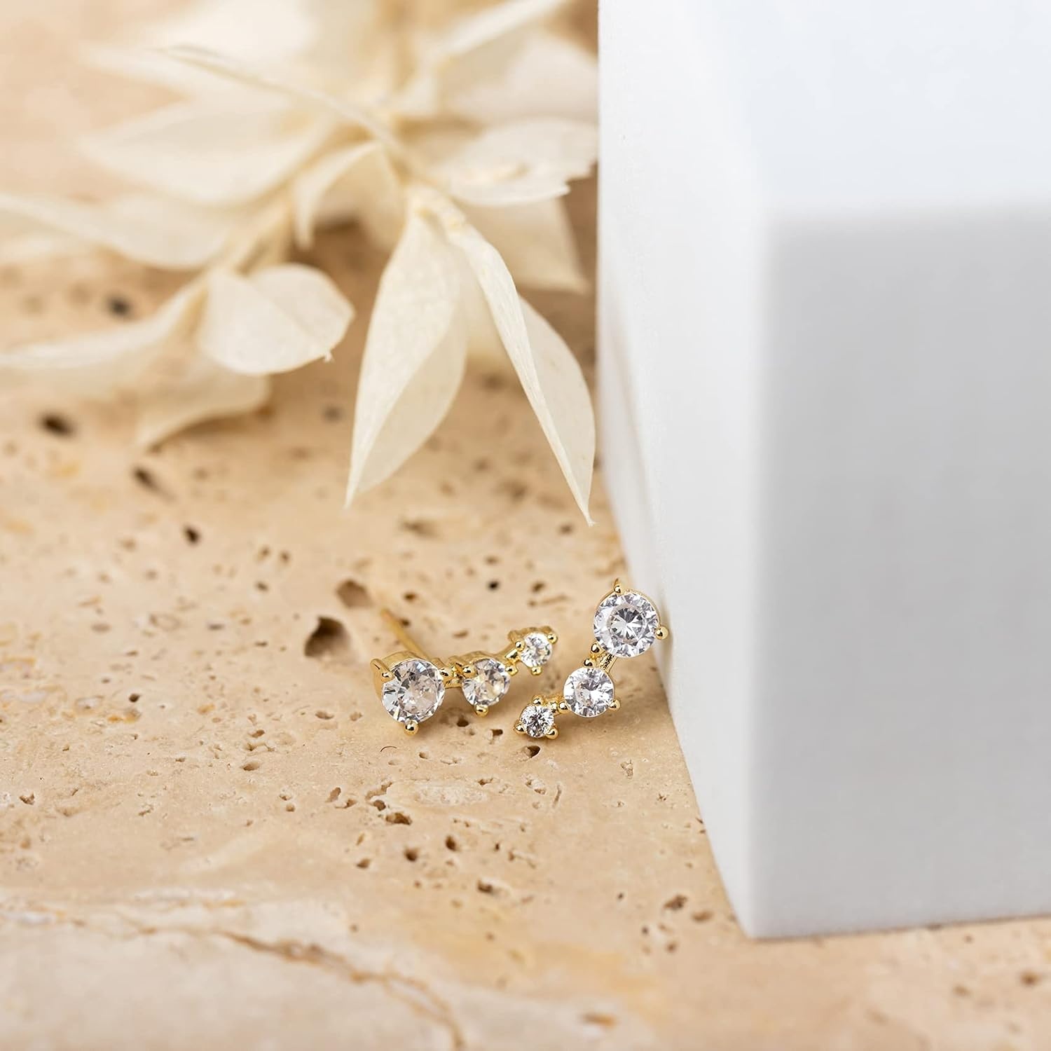 image:imagePAVOI 14K Gold Plated Cubic Zirconia Ear Crawler Earrings Faux Diamond Ear Climber Fashion Earrings for WomenYellow Gold