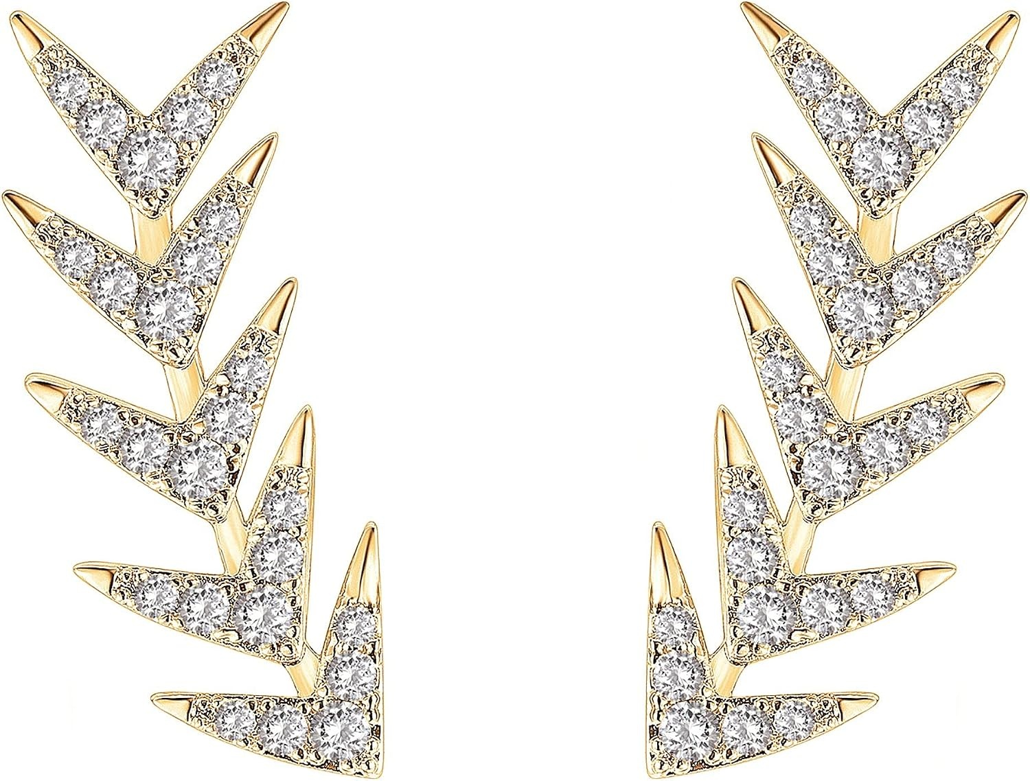 image:imagePAVOI 14K Gold Plated Cubic Zirconia Ear Crawler Earrings Faux Diamond Ear Climber Fashion Earrings for WomenYellow Gold