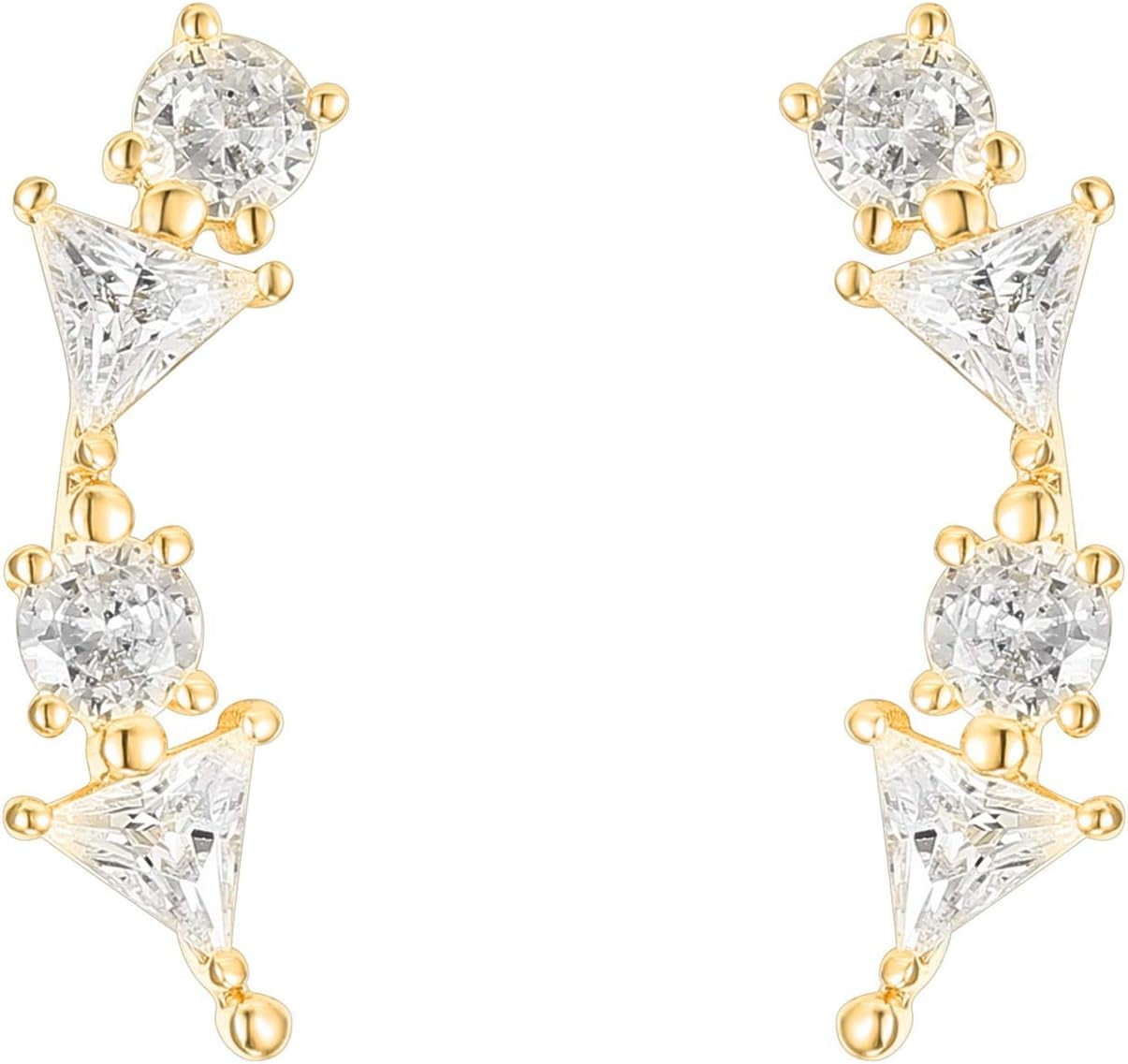 image:imagePAVOI 14K Gold Plated Cubic Zirconia Ear Crawler Earrings Faux Diamond Ear Climber Fashion Earrings for WomenYellow Gold