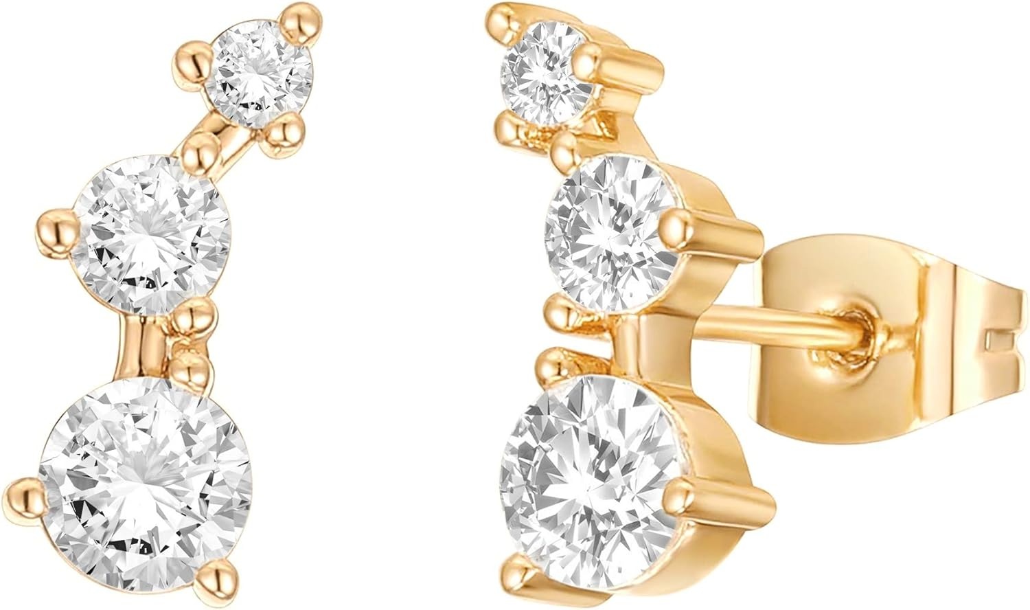 image:imagePAVOI 14K Gold Plated Cubic Zirconia Ear Crawler Earrings Faux Diamond Ear Climber Fashion Earrings for WomenYellow Gold