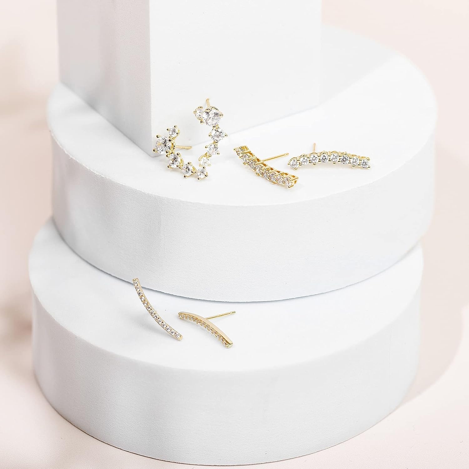 image:imagePAVOI 14K Gold Plated Cubic Zirconia Ear Crawler Earrings Faux Diamond Ear Climber Fashion Earrings for WomenYellow Gold