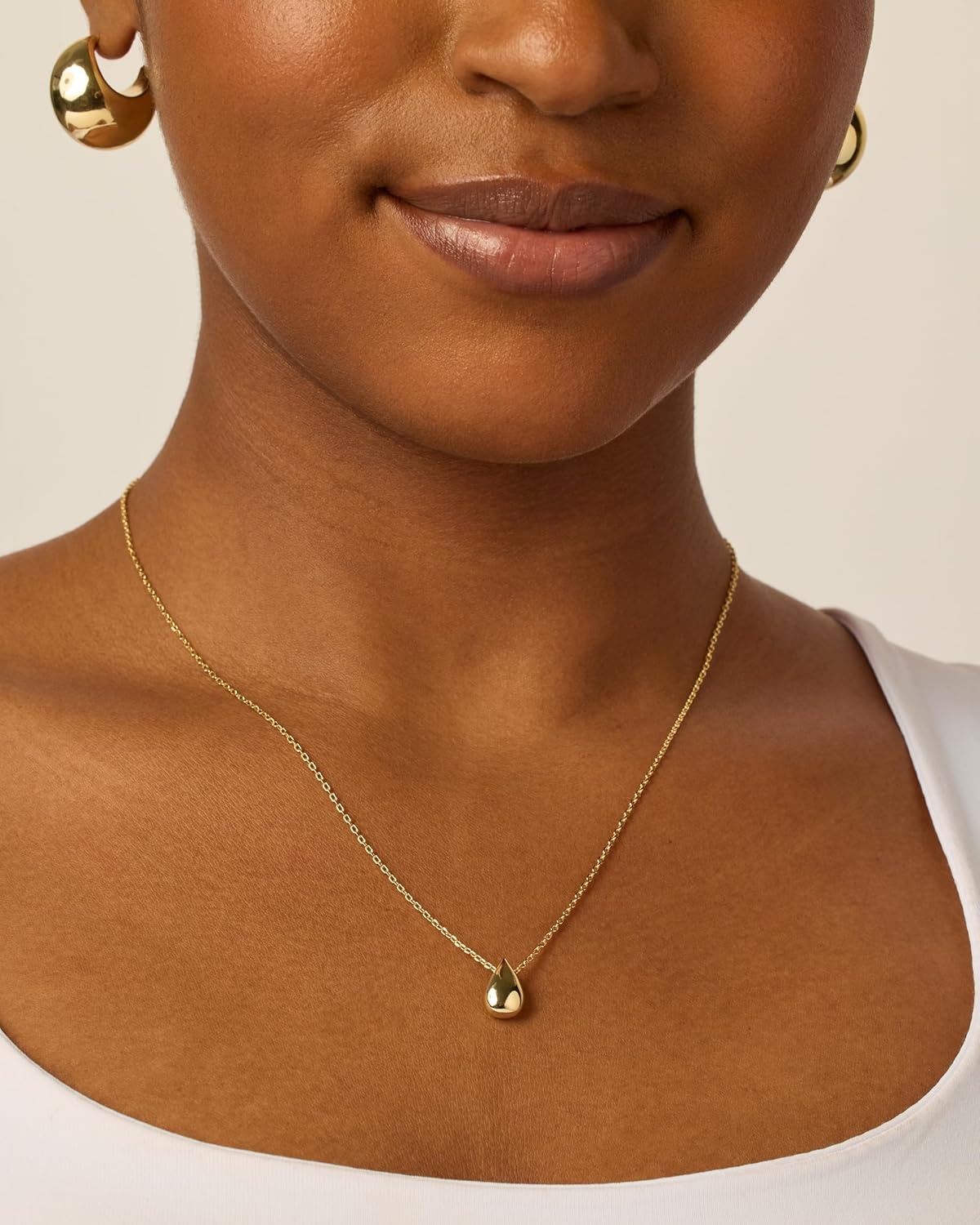 image:imagePAVOI 14K Gold Plated Dainty Pear Pendant Necklace for Women Tear Pendant NecklacesYellow Gold