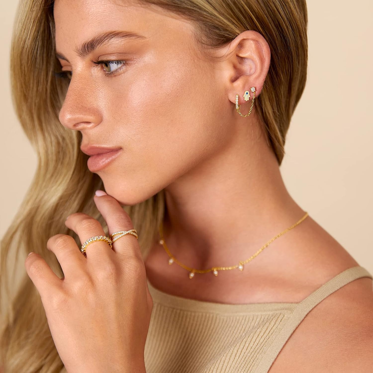 image:imagePAVOI 14K Gold Plated Flat Back Earrings Solid 925 Sterling Silver Posts Helix Cartilage Earrings for Women Cubic Zirconia Stud Earrings Trending Fashion JewelryYellow Gold