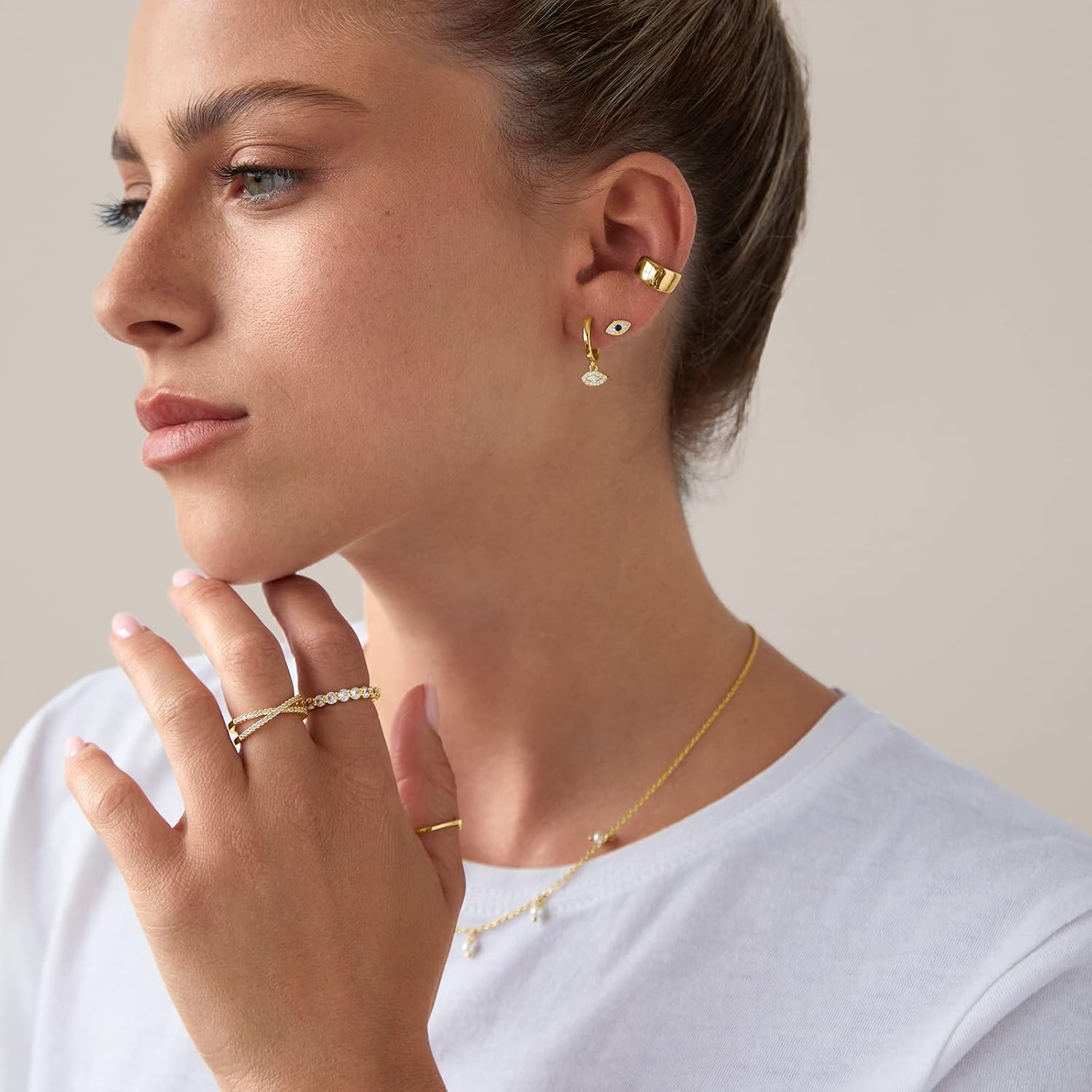 image:imagePAVOI 14K Gold Plated Flat Back Earrings Solid 925 Sterling Silver Posts Helix Cartilage Earrings for Women Cubic Zirconia Stud Earrings Trending Fashion JewelryYellow Gold