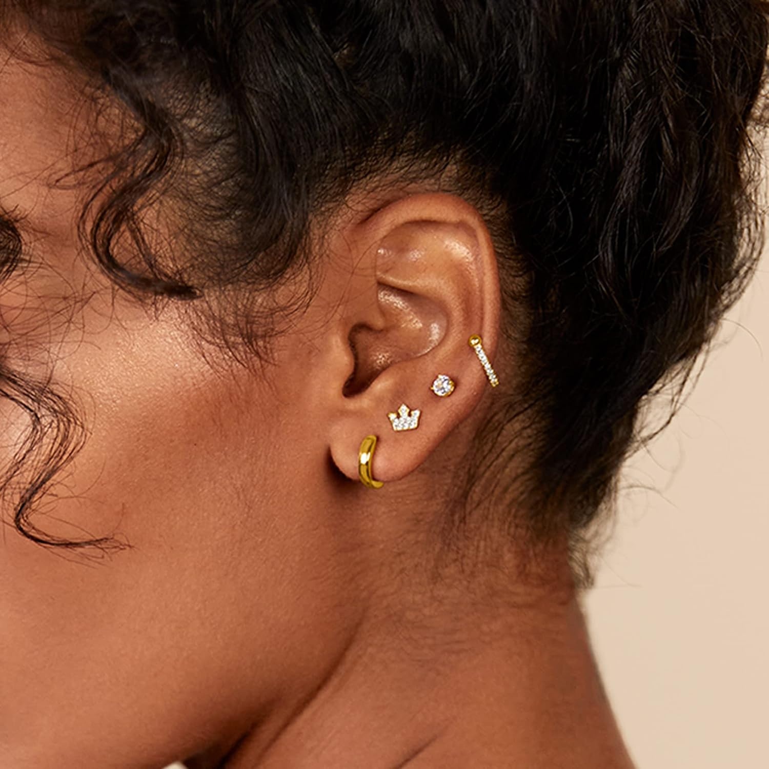 image:imagePAVOI 14K Gold Plated Flat Back Earrings Solid 925 Sterling Silver Posts Helix Cartilage Earrings for Women Cubic Zirconia Stud Earrings Trending Fashion JewelryYellow Gold