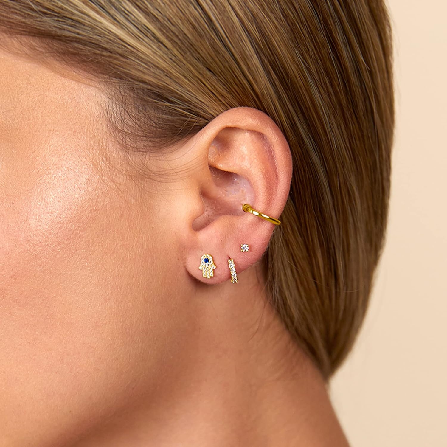 image:imagePAVOI 14K Gold Plated Flat Back Earrings Solid 925 Sterling Silver Posts Helix Cartilage Earrings for Women Cubic Zirconia Stud Earrings Trending Fashion JewelryWhite Gold