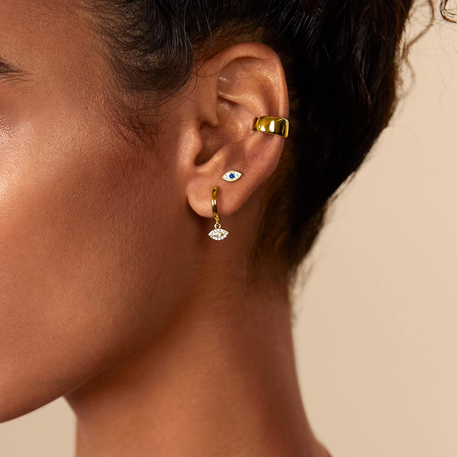 image:imagePAVOI 14K Gold Plated Flat Back Earrings Solid 925 Sterling Silver Posts Helix Cartilage Earrings for Women Cubic Zirconia Stud Earrings Trending Fashion JewelryYellow Gold