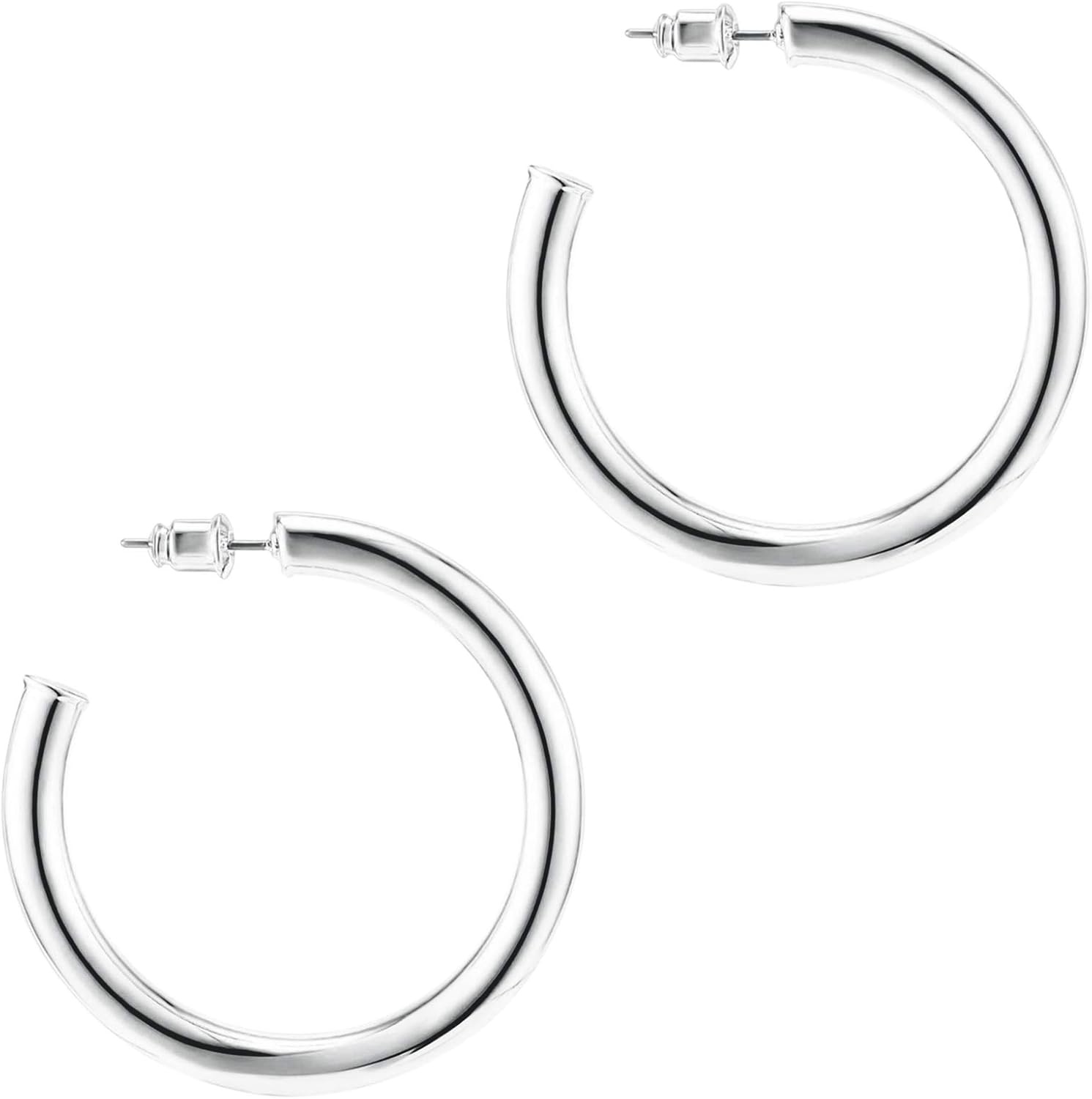 image:imagePAVOI 14K Gold Plated Hoop Earrings For Women 35mm Thick Infinity Gold Hoops Women Earrings Plated Loop Lightweight SetWhite Gold