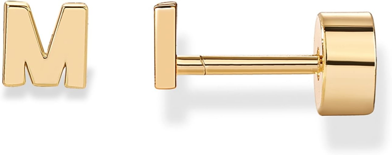 image:imagePAVOI 14K Gold Plated Initial Flat Back Earrings for Women Cubic Zirconia Dainty Initial Letter Jewelry Gifts 925 Sterling Silver Posts Cartilage Piercing Flatback Gold Stud Earrings Screw BackYellow Gold