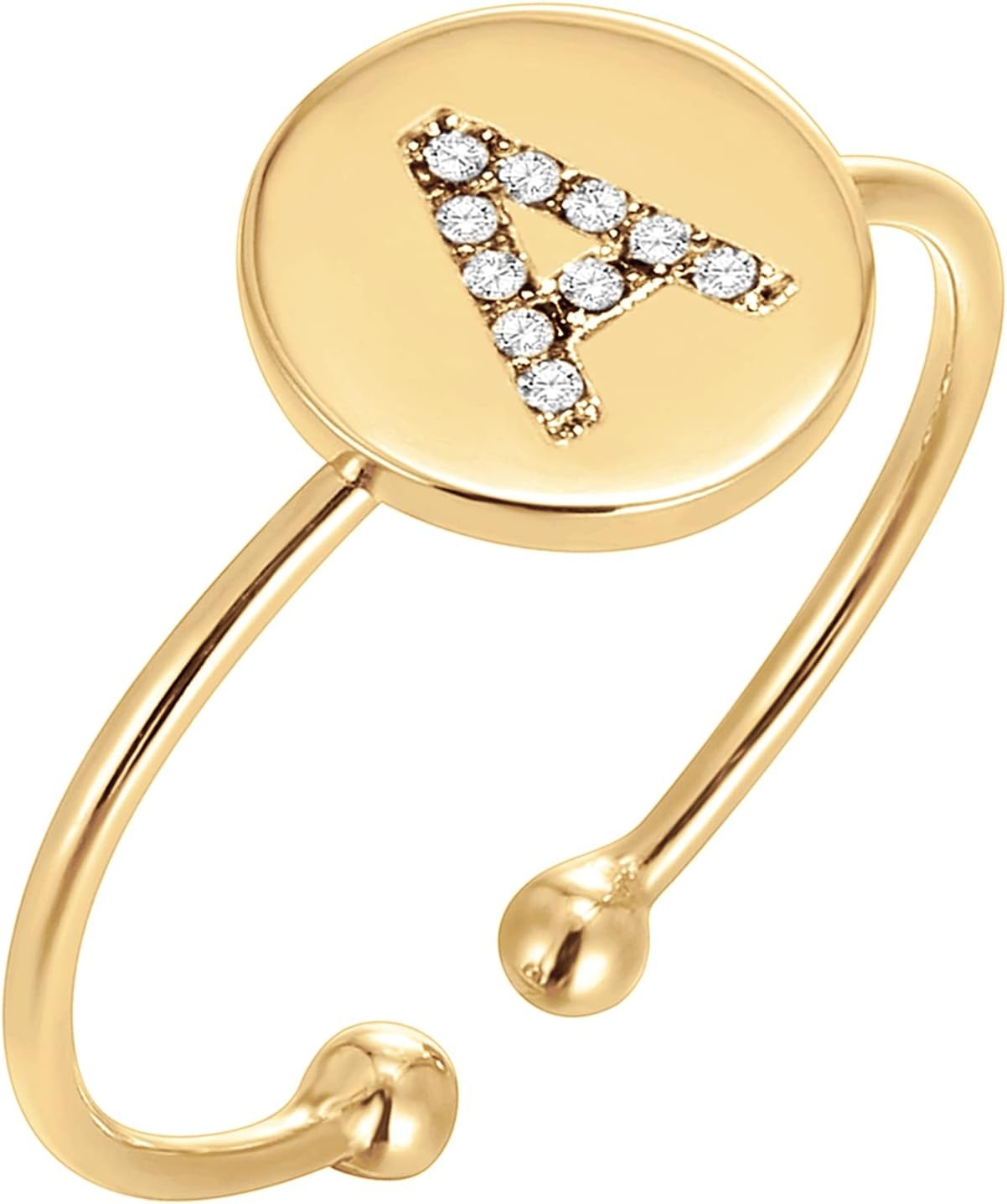 image:imagePAVOI 14K Gold Plated Initial Ring Stackable Rings for Women Fashion Rings A