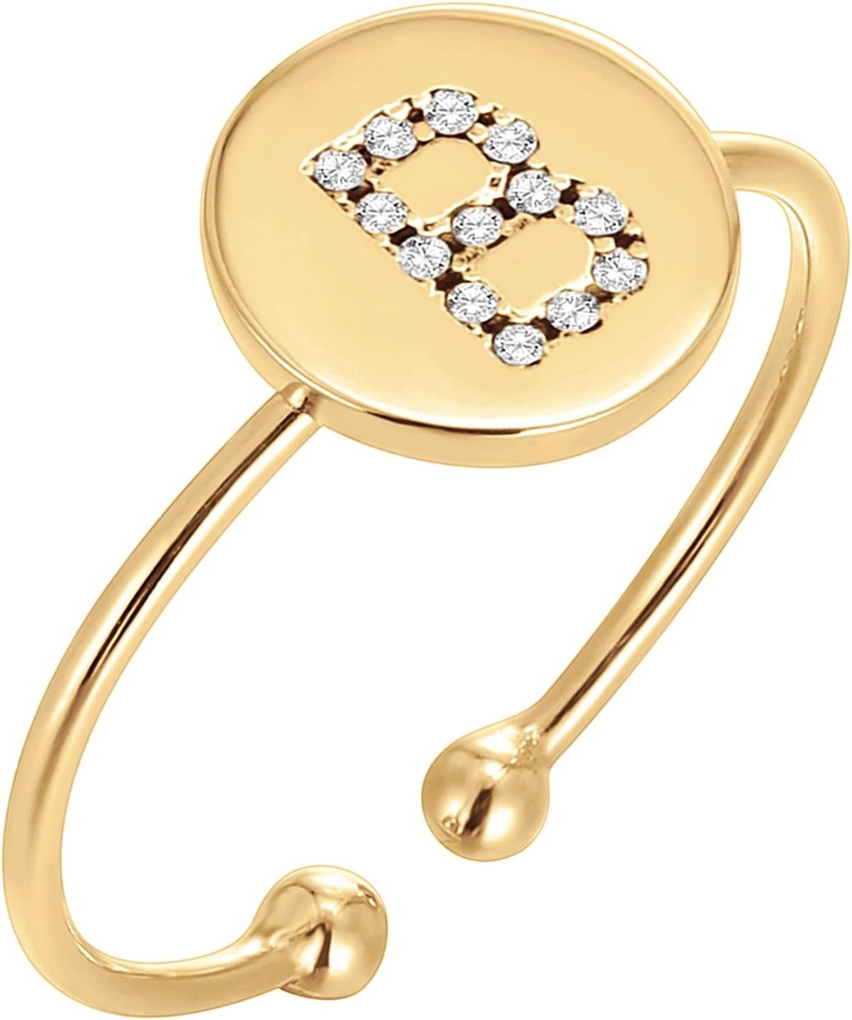 image:imagePAVOI 14K Gold Plated Initial Ring Stackable Rings for Women Fashion Rings B