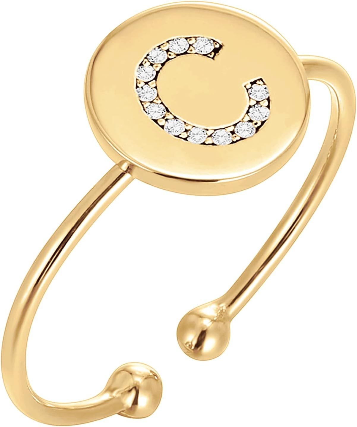 image:imagePAVOI 14K Gold Plated Initial Ring Stackable Rings for Women Fashion Rings C
