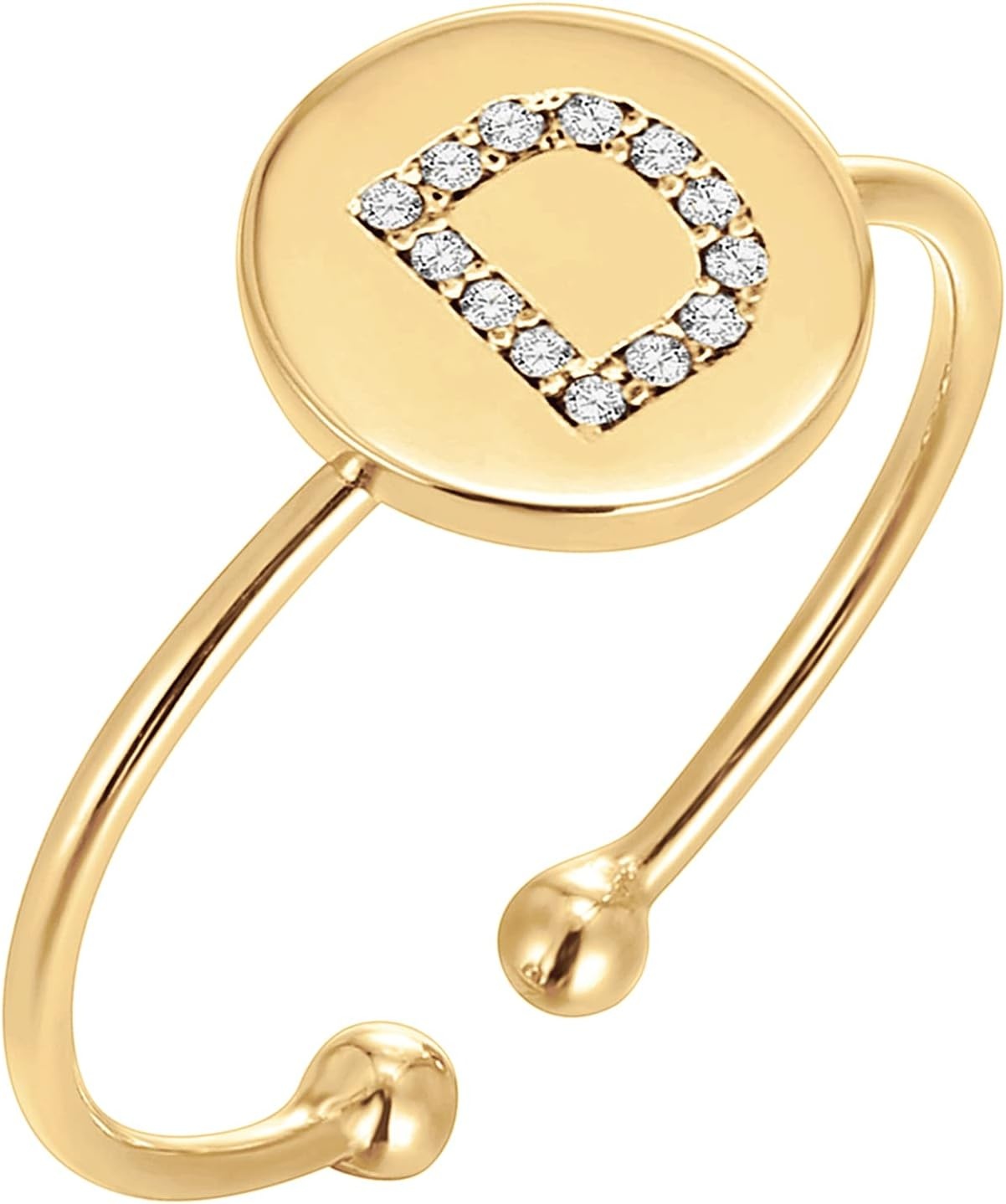 image:imagePAVOI 14K Gold Plated Initial Ring Stackable Rings for Women Fashion Rings D