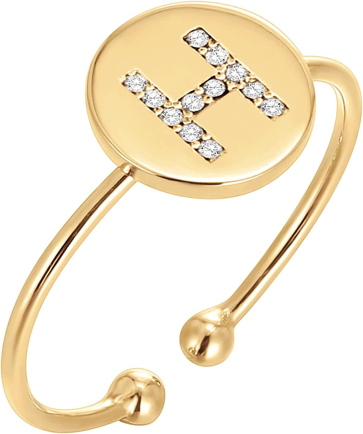 image:imagePAVOI 14K Gold Plated Initial Ring Stackable Rings for Women Fashion Rings H