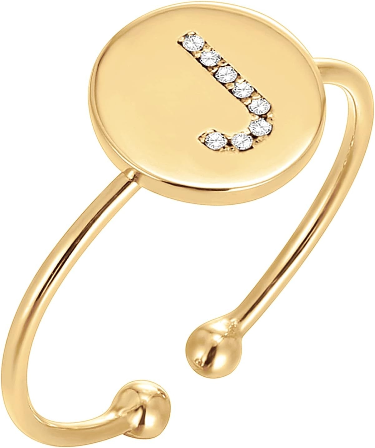 image:imagePAVOI 14K Gold Plated Initial Ring Stackable Rings for Women Fashion Rings J