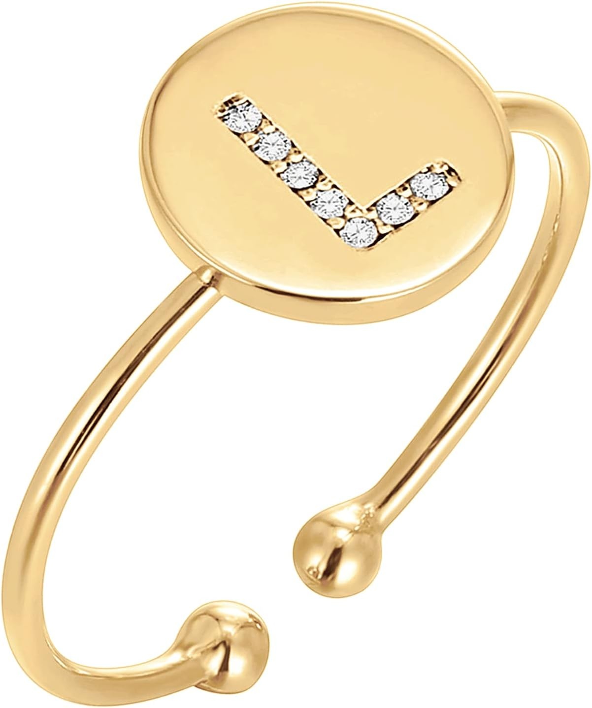 image:imagePAVOI 14K Gold Plated Initial Ring Stackable Rings for Women Fashion Rings L