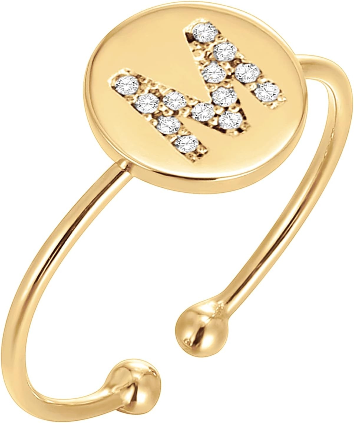 image:imagePAVOI 14K Gold Plated Initial Ring Stackable Rings for Women Fashion Rings M