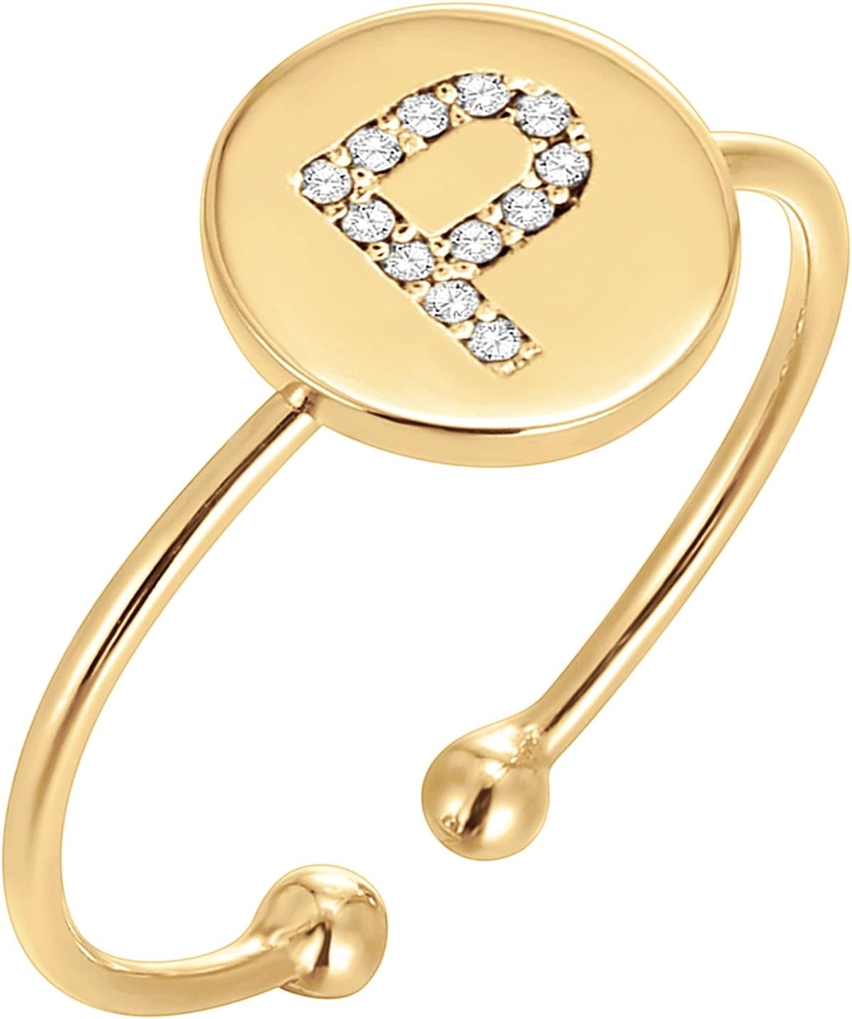 image:imagePAVOI 14K Gold Plated Initial Ring Stackable Rings for Women Fashion Rings P