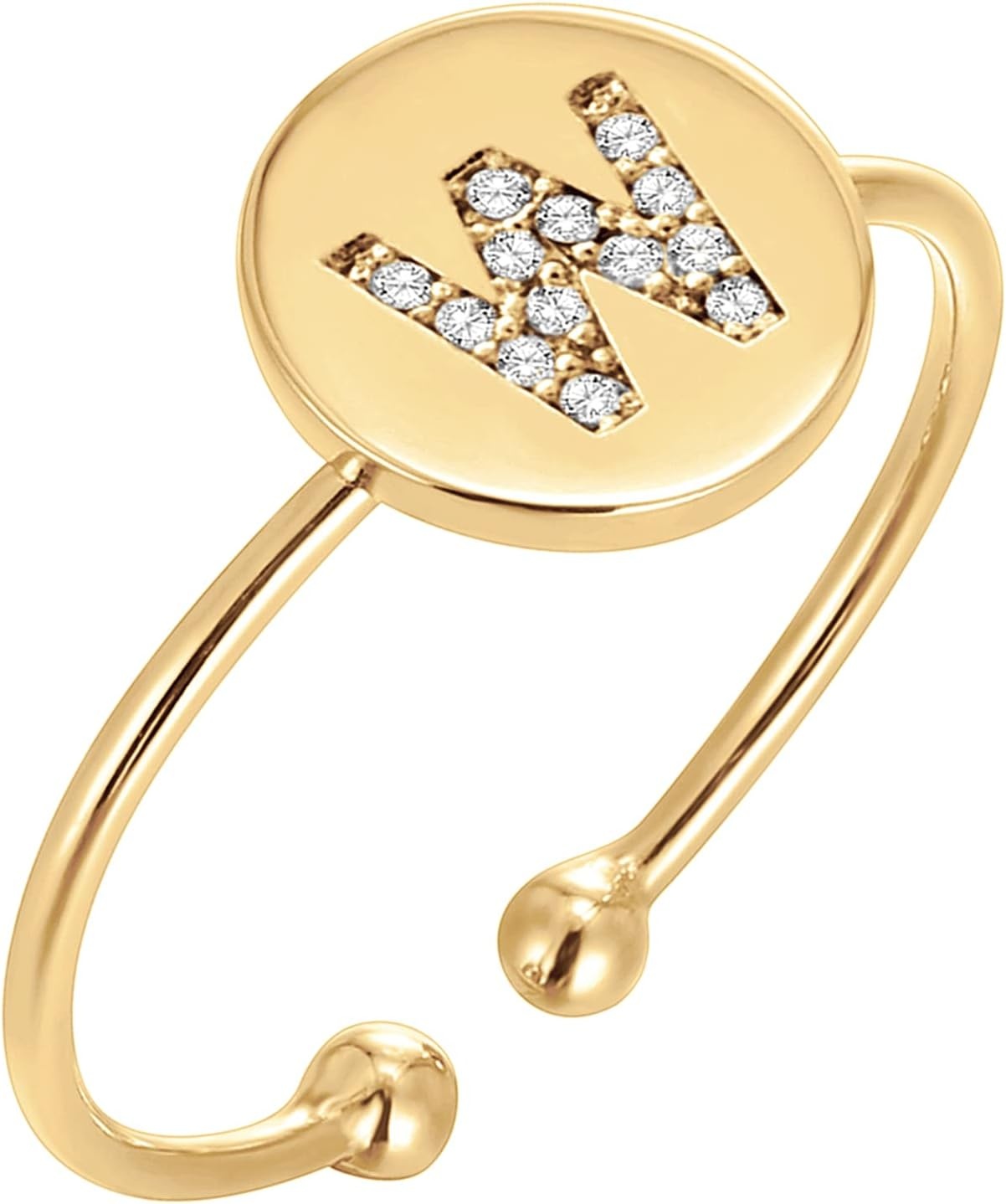 image:imagePAVOI 14K Gold Plated Initial Ring Stackable Rings for Women Fashion Rings W