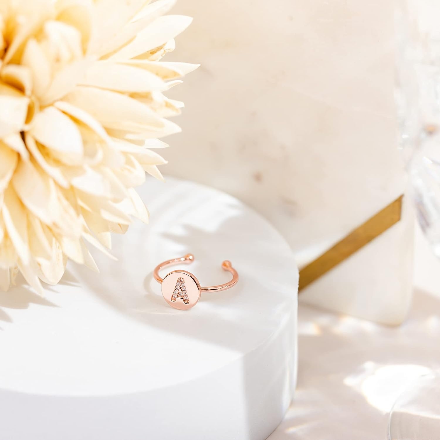 image:imagePAVOI 14K Gold Plated Initial Ring Stackable Rings for Women Fashion Rings W