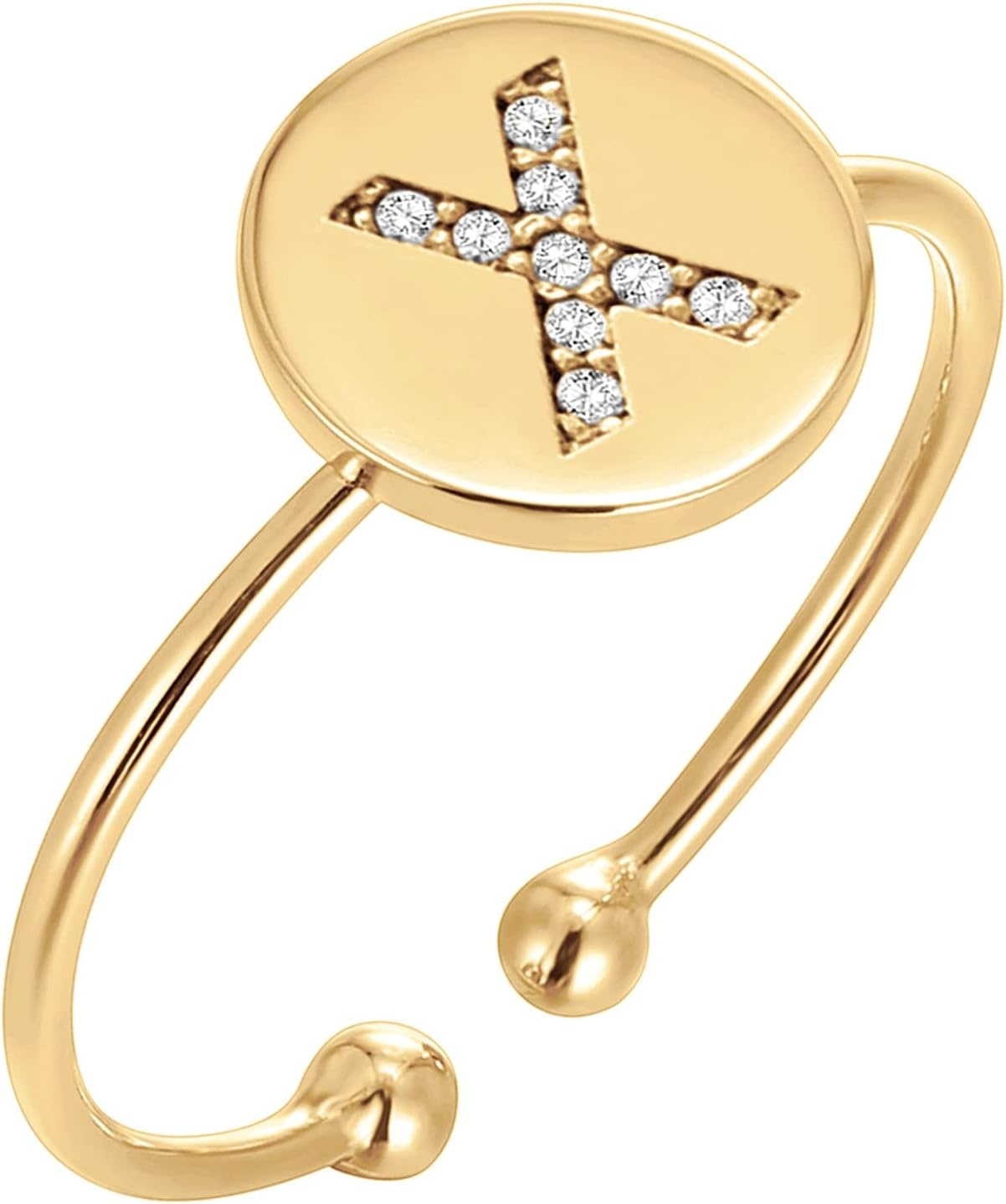 image:imagePAVOI 14K Gold Plated Initial Ring Stackable Rings for Women Fashion Rings X