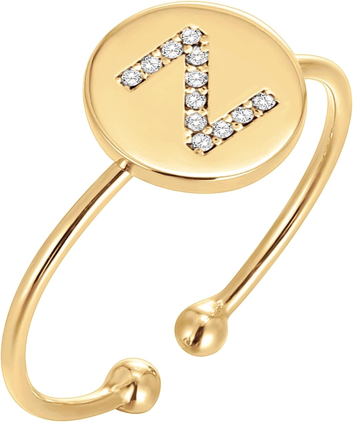 image:imagePAVOI 14K Gold Plated Initial Ring Stackable Rings for Women Fashion Rings Z