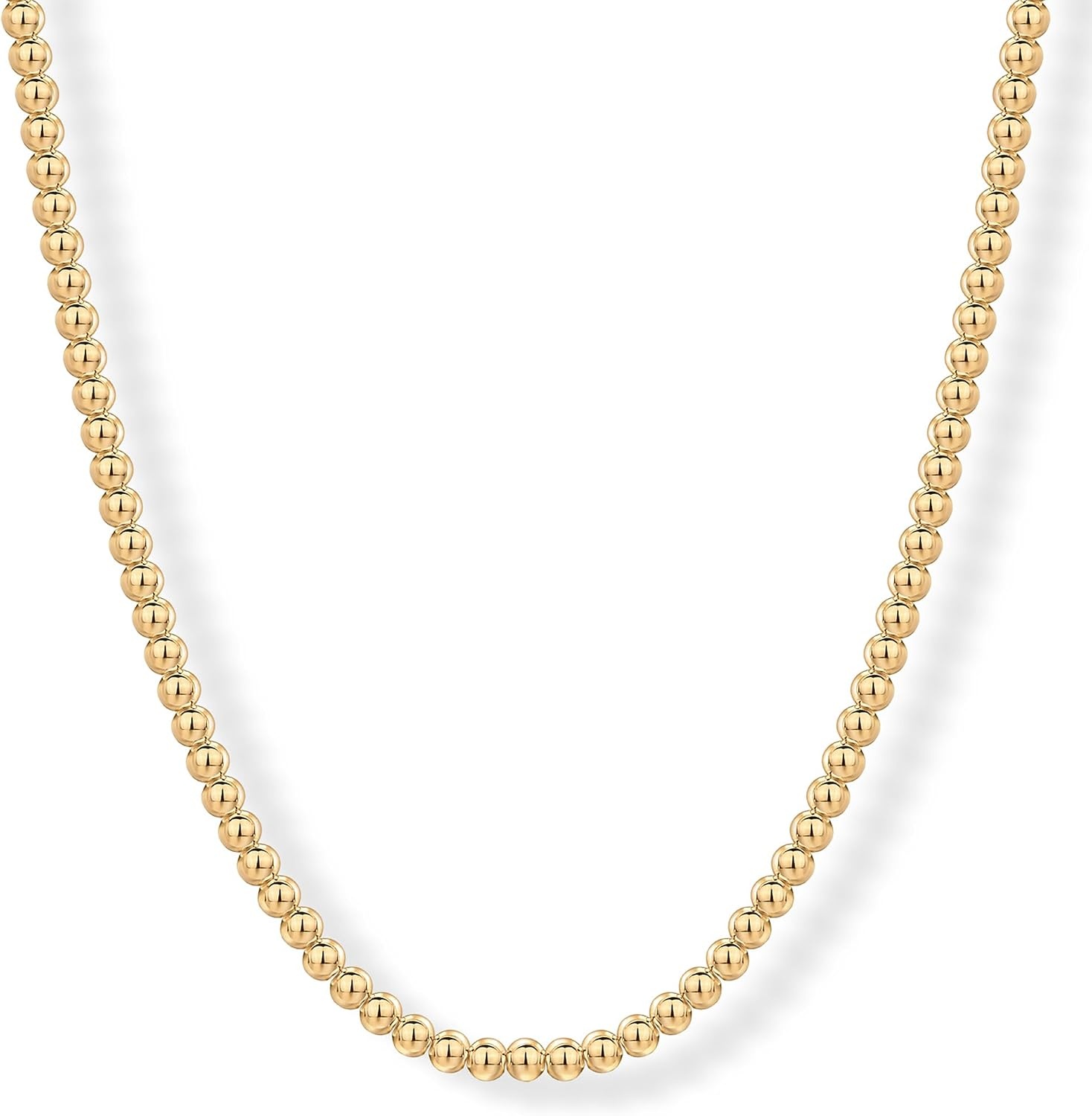 image:imagePAVOI 14K Gold Plated Small Bead Ball Chain Necklace for Women Adjustable Dainty Gold Beaded Necklace Trendy Choker Chain Layering Jewelry4mm Beads