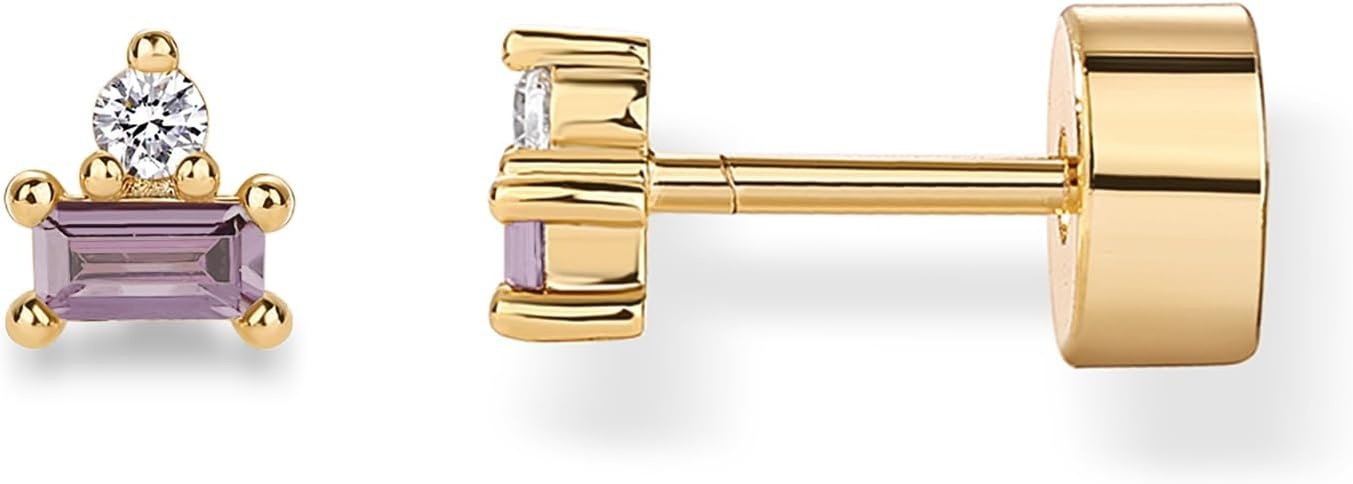 image:imagePAVOI 14K Gold Plated Sterling Silver Posts Colored Birthstone Flatback Stud Earrings for Women Gemstone Cubic Zirconia Screwback Earrings Dainty Helix Cartilage Piercing JewelryFebruary Amethyst