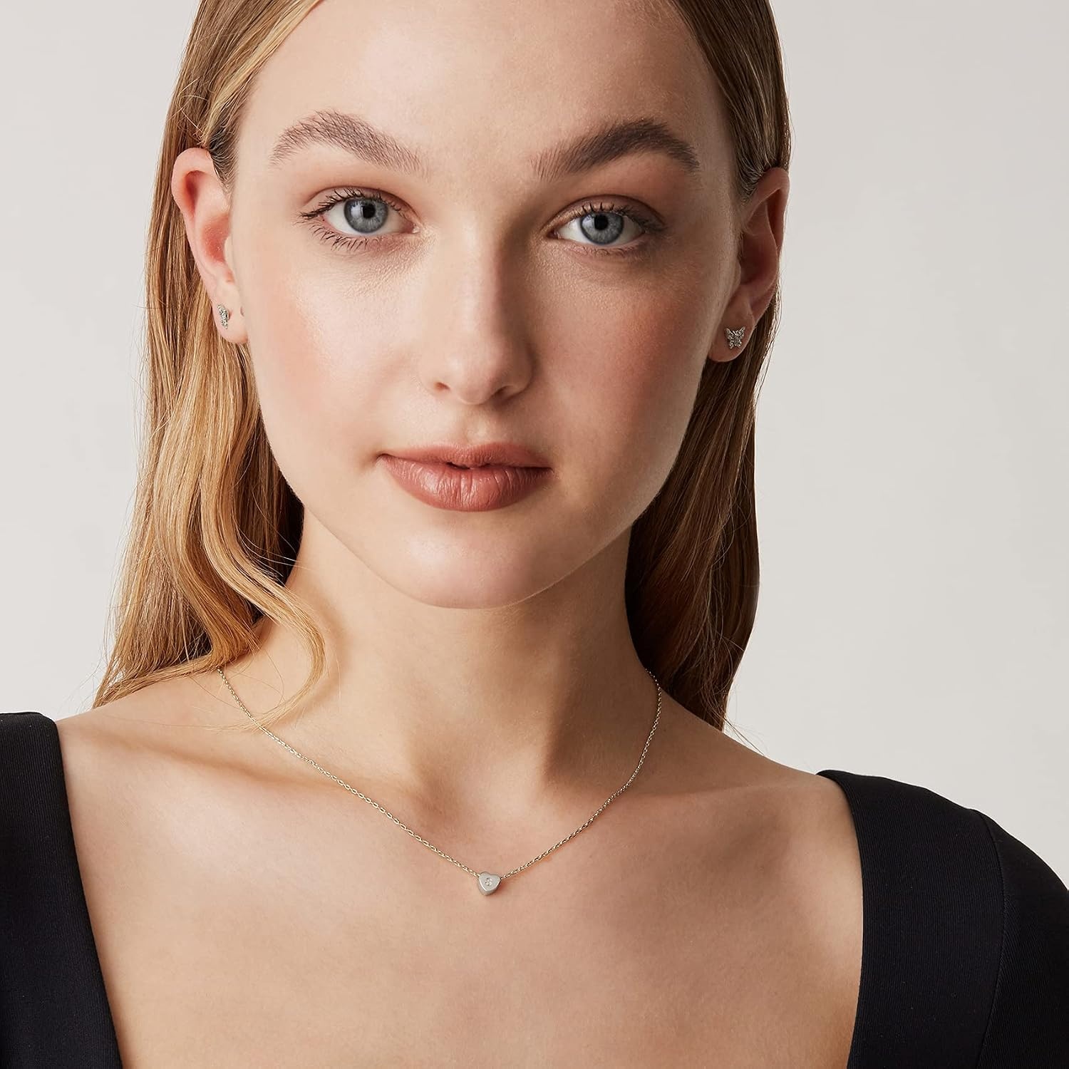 image:imagePAVOI 14K Gold Plated Tiny Heart Necklace Dainty Necklace for Women Personalized Letter Heart Choker Adjustable Slider D