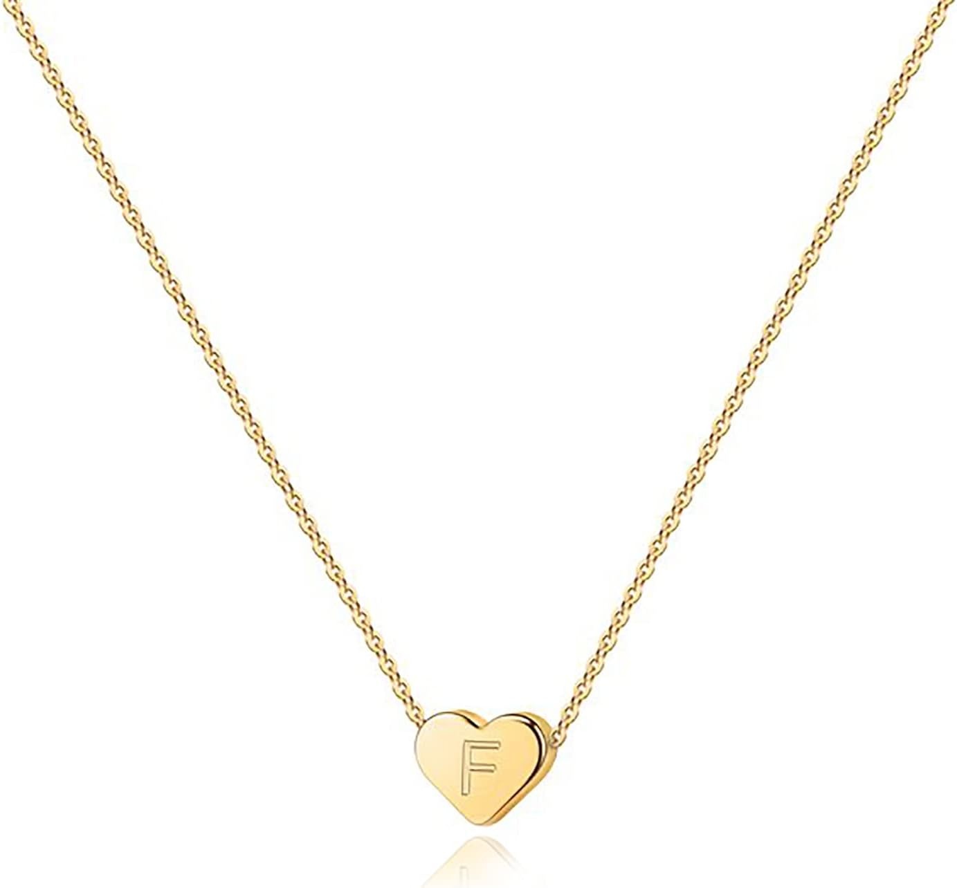 image:imagePAVOI 14K Gold Plated Tiny Heart Necklace Dainty Necklace for Women Personalized Letter Heart Choker Adjustable Slider F