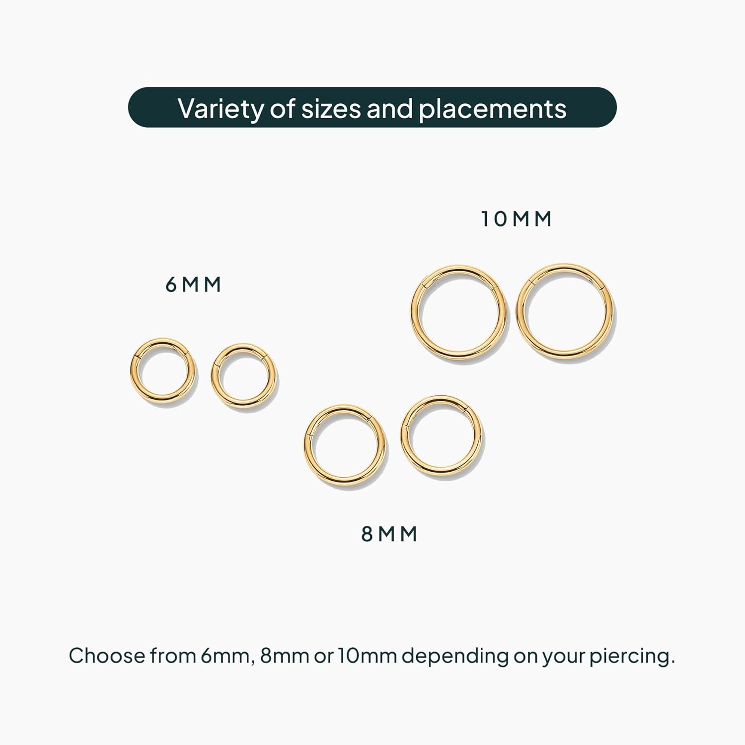image:imagePAVOI 14K Gold Plated Titanium Clicker Hoop Earrings for Women Men Hinged Huggie Earring Cartilage Helix Nose Ring Tragus Rook Septum Piercing Jewelry 161820 GaugesYellow Gold