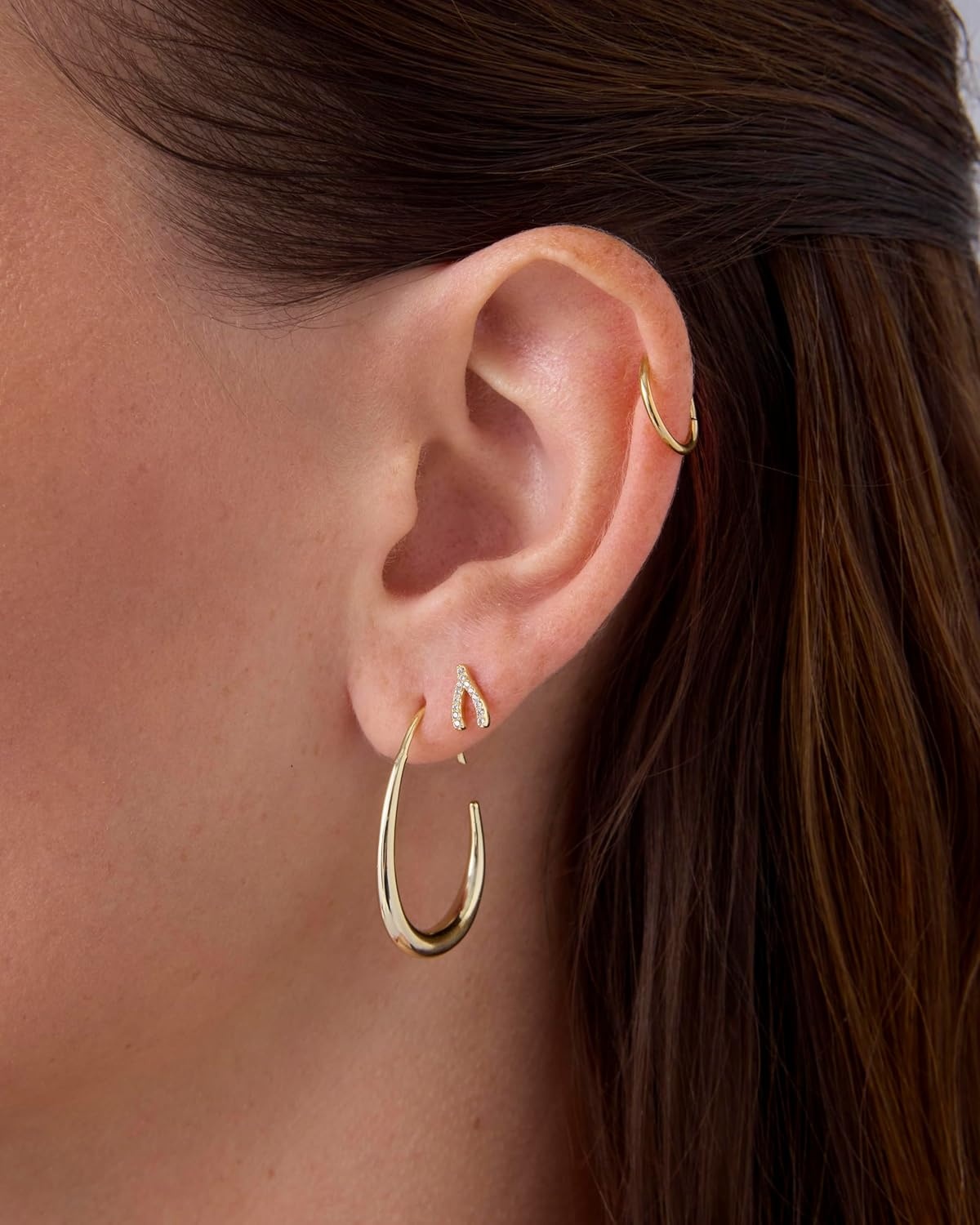 image:imagePAVOI 14K Gold Plated Titanium Clicker Hoop Earrings for Women Men Hinged Huggie Earring Cartilage Helix Nose Ring Tragus Rook Septum Piercing Jewelry 161820 GaugesYellow Gold