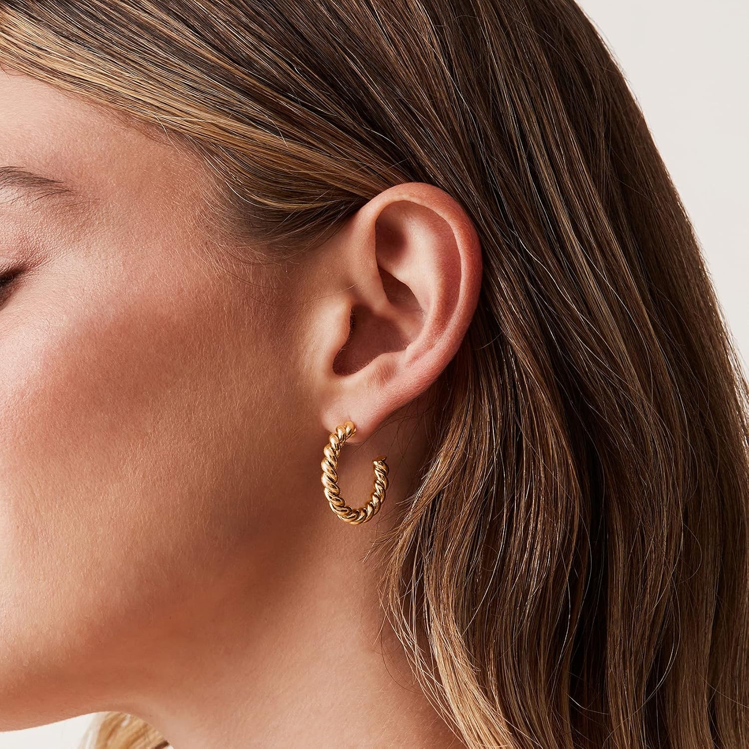 image:imagePAVOI 14K Gold Plated Twisted Rope Round Hoop EarringsPack WhiteYellow