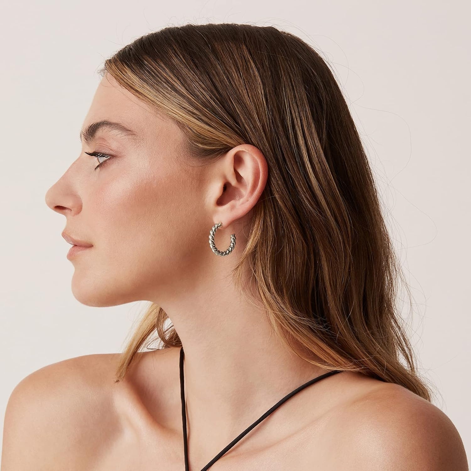 image:imagePAVOI 14K Gold Plated Twisted Rope Round Hoop EarringsWhite Gold