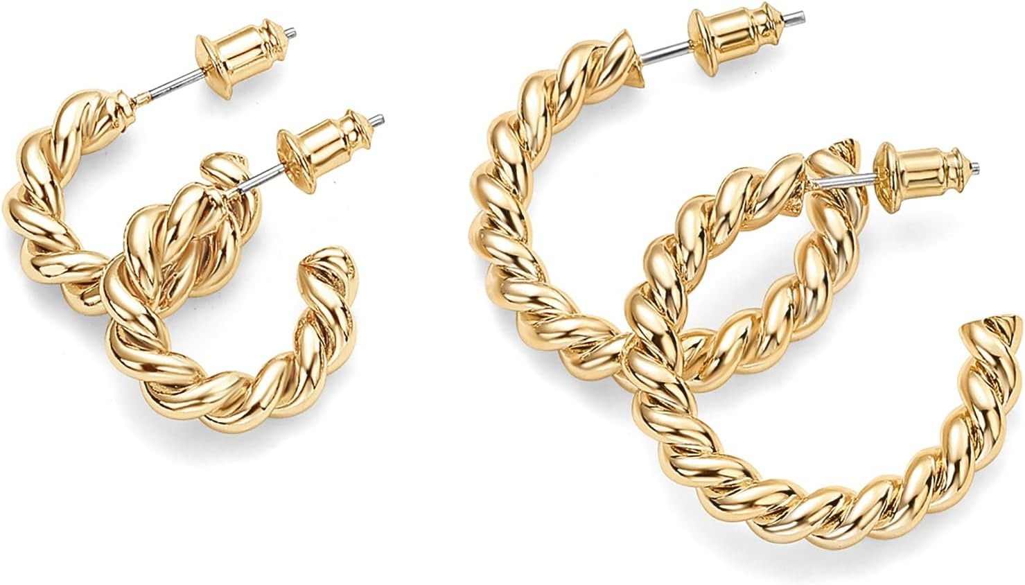 image:imagePAVOI 14K Gold Plated Twisted Rope Round Hoop EarringsYellow Gold