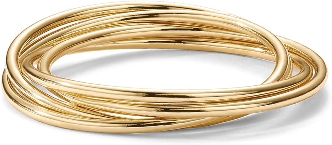 image:imagePAVOI 14K Plated Interlocked Rolling Anxiety Fidget Ring for Women and Men Stacking Gold RingYellow Gold
